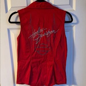 Harley-Davidson Red Vest with Silver Embroidery